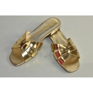 Lilly Pulitzer Whitley Slide Flat Sandals Gold Metallic Leather 9.5